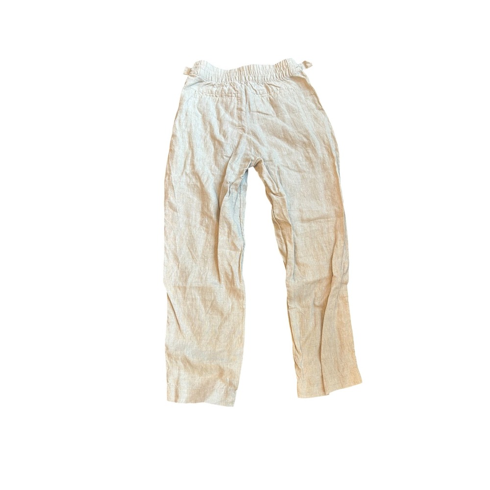 Athleta Voyager Linen Pant High Rise Straight Leg Adjustable Waist Beige Size 2 - Picture 6 of 8